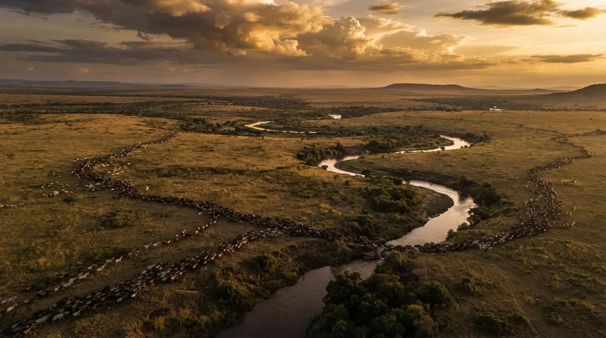 Aerial view of a Kenyan wildlife reserve